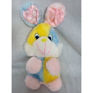 Vintage Pastel Easter Bunny Rabbit 15" Stuffed Animal Plush Color Block Plushie